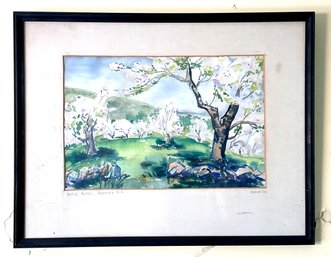 1946 Watercolor, titled Apple Trees,