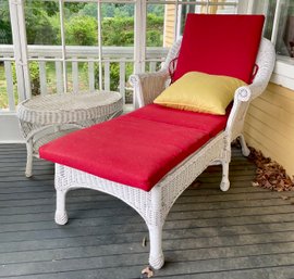 Vintage white painted wicker chaise