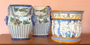 A pair of vintage faience handled
