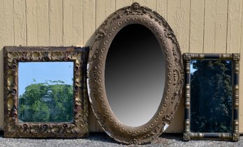 Three antique wall mirrors with gilt