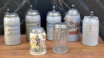 Seven antique beer steins including  3069c0