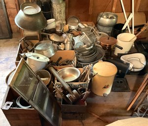 An extensive lot of attic-found tin,