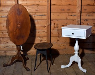 An inlaid mahogany Centennial candlestand