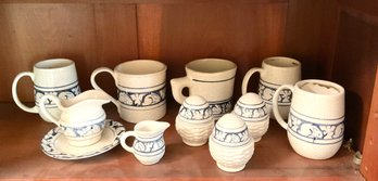 Ten pieces of Dedham style pottery,