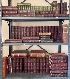 Approx 80 volumes of leather bound books,