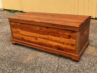 Vintage cedar chest with copper bound