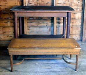 An antique oak library table with 306a7b