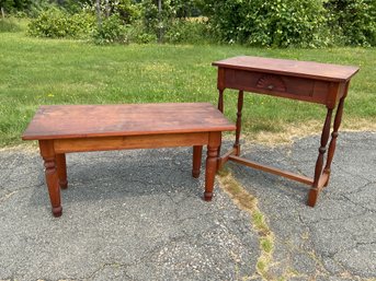 Mid-20th C. pine side table with