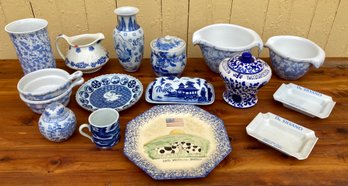 Assorted blue and white china/ceramics