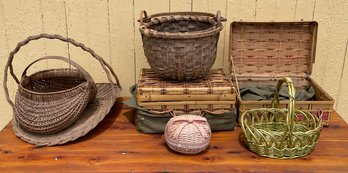 Seven vintage baskets, including: gathering