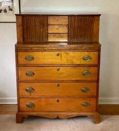 A 19th C. one piece maple desk, with