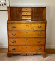 A 19th C. one piece maple desk,