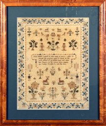 Antique needlework sampler by Sarah