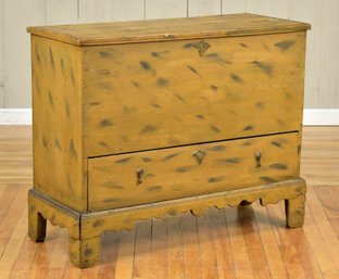 An antique pine blanket chest with