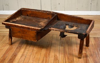 Antique pine cobblers bench with a single
