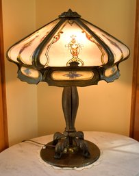 Antique table lamp with a hammered