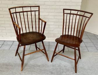 An antique birdcage Windsor armchair,