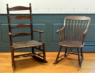 An 18th C. ladder back, hoop skirt