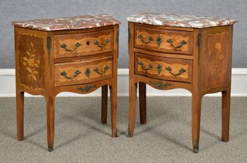 A pair of two French style end tables,