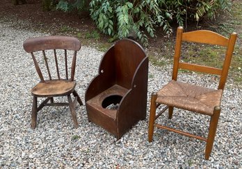 Three antique children's chairs: