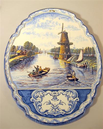 Large Delft painted plaque 20th 4d7ad