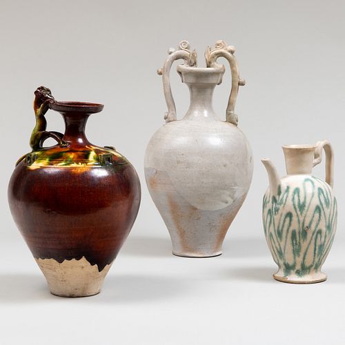 GROUP OF THREE CHINESE GLAZED POTTERY