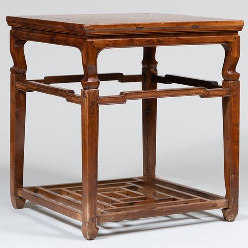 CHINESE CARVED HARDWOOD SIDE TABLEIn