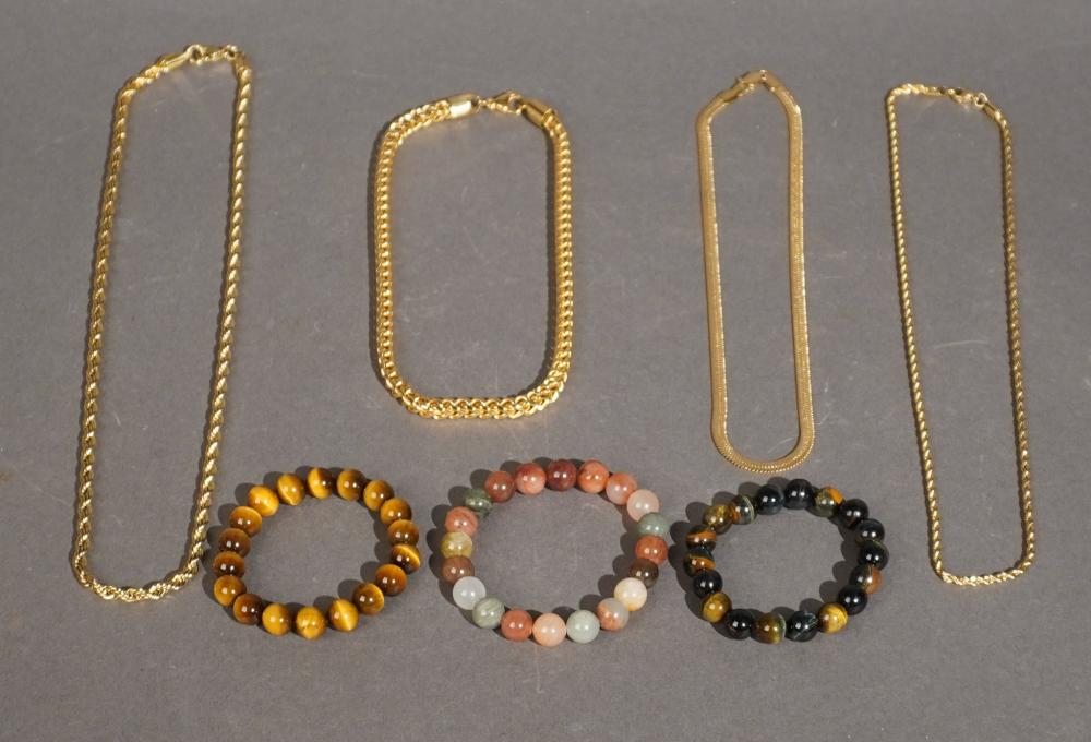 GROUP OF GOLD PLATED AND SEMI-PRECIOUS