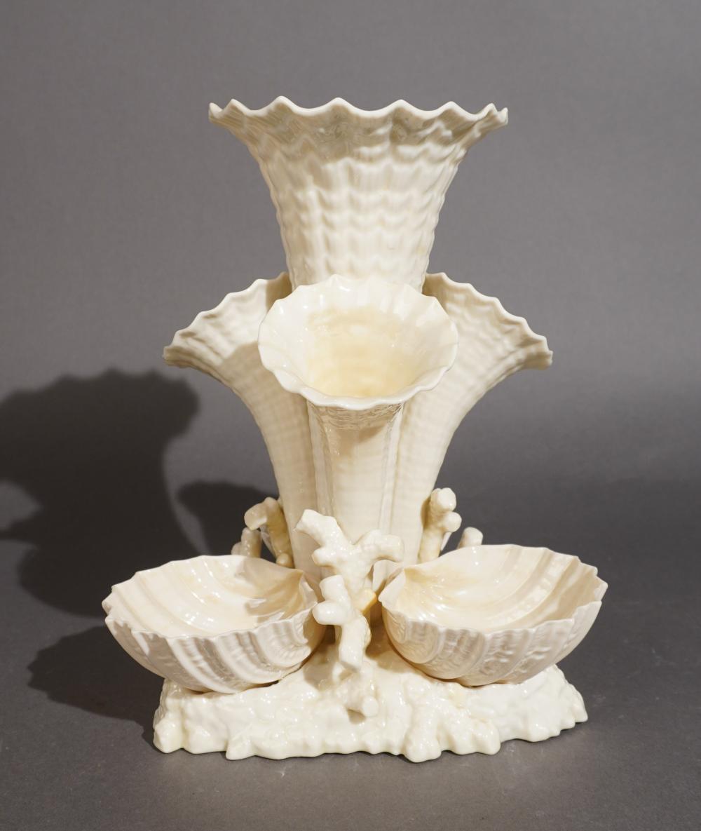 BELLEEK SHELL FORM BLACK MARK CORNUCOPIA 3096ac