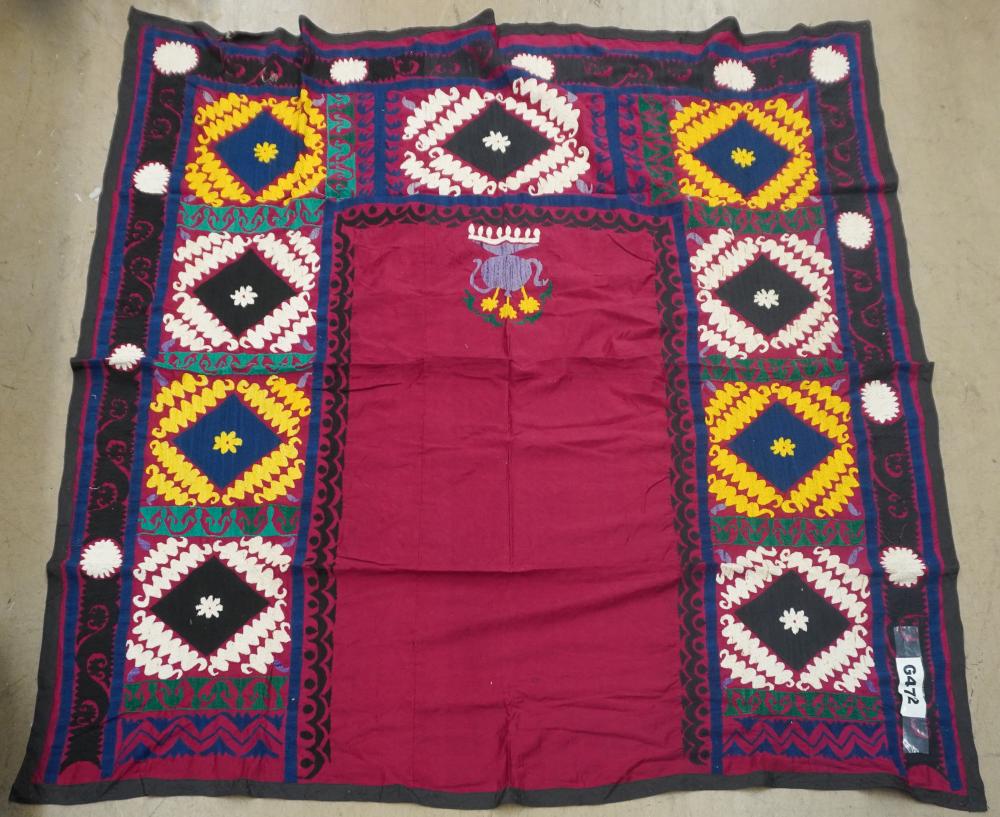 FOUR EMBROIDERED SUZANI PRAYER