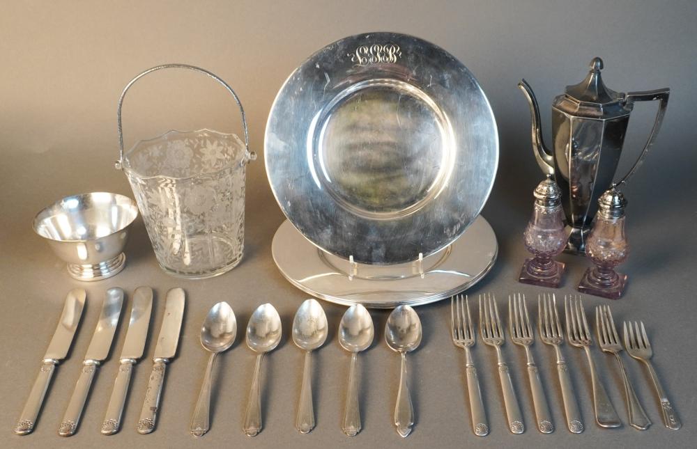 GROUP OF SILVERPLATE GLASS AND 30981b