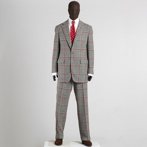 MORTY SILLS GREY AND RED WOOL CHECK