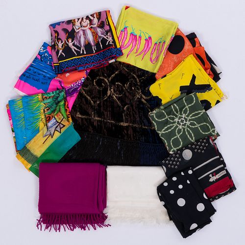 GROUP OF THIRTEEN VARIOUS SCARVESLabel Comprising Three 309968