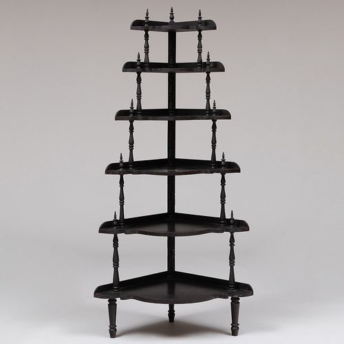 VICTORIAN BLACK PAINTED SIX TIER 3099b0