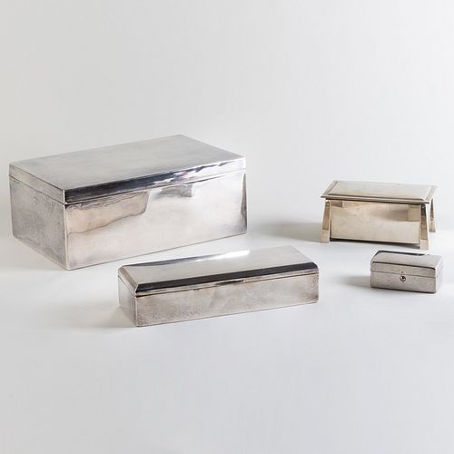 GROUP OF TWO SILVER PLATE BOXES AND