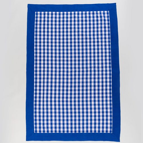 PAIR OF BLUE AND WHITE GINGHAM