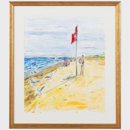 CHARLES MASSON LIFEGUARD NANTUCKETWatercolor 3099cf