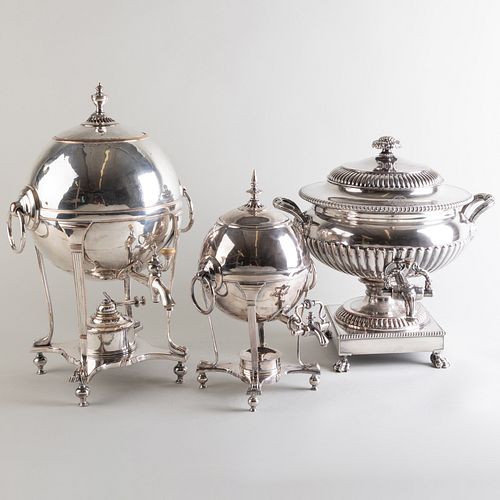 GROUP OF THREE ENGLISH SILVER PLATE