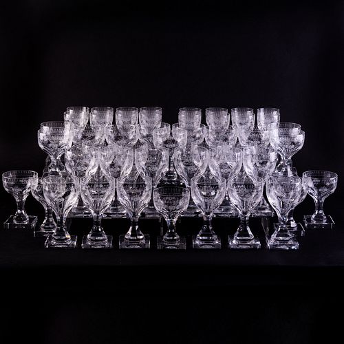 COLLECTION OF ETCHED GLASS STEMWARE 309a30