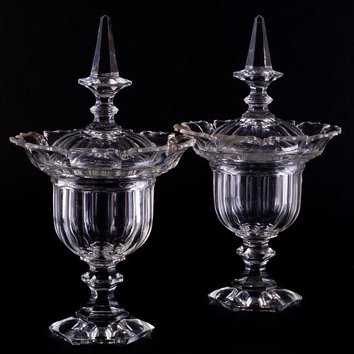 PAIR OF GLASS SWEETMEAT DISHES