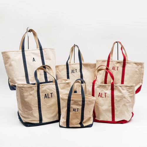 GROUP OF SIX LL BEAN CANVAS TOTES 309a54