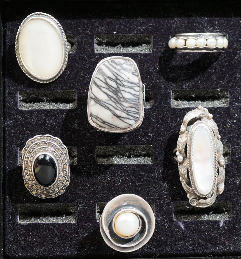 COLLECTION OF SIX SILVER RINGSCollection