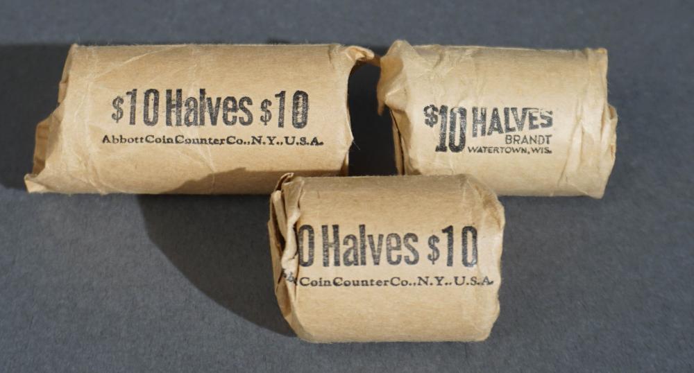 THREE PARTIAL ROLLS OF SILVER HALF DOLLARS  309a8d