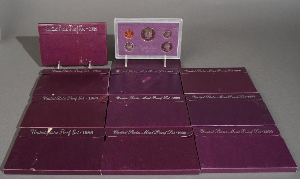 ELEVEN U.S. MINT PROOF SETS, 1984-1993Eleven