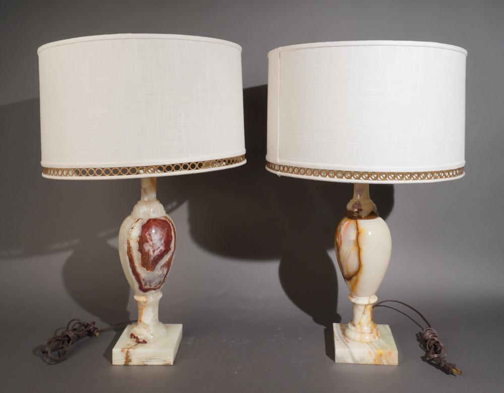 PAIR OF ONYX BALUSTER TABLE LAMPS  309b18