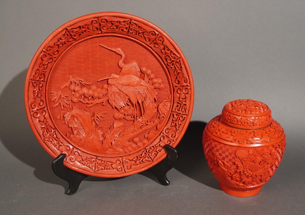 CHINESE CINNABAR TYPE CHARGER ON