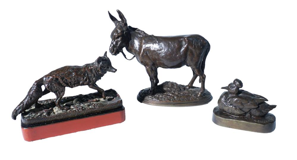 THREE FRENCH ANIMALIER BRONZES, LATE