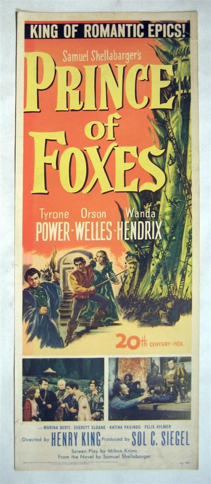 1 piece.  Movie Poster. Prince of Foxes.
