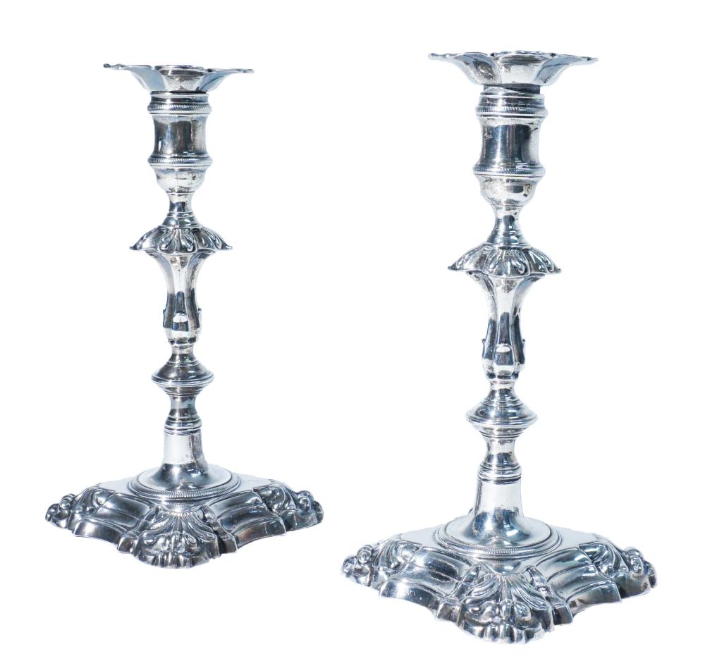 PAIR OF GEORGE II SILVER TAPERED 309ccd