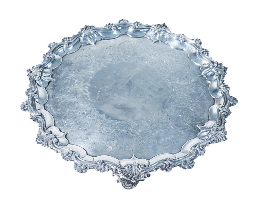 GEORGE III SILVER FOOTED SALVER  309cce